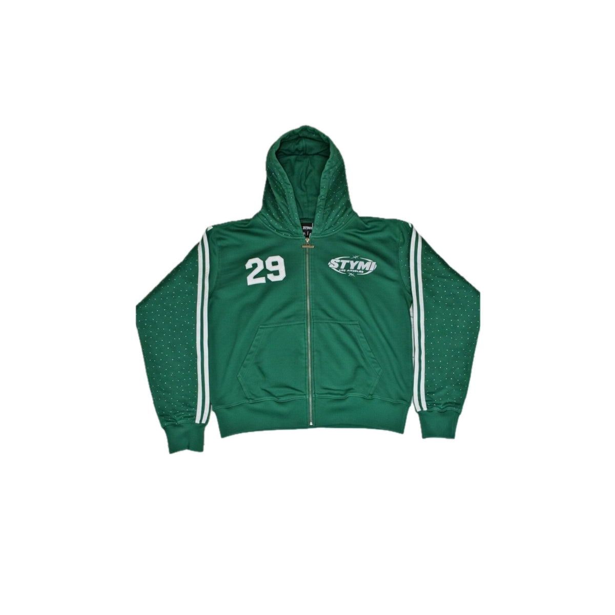 STYMI “Rhinestone” Army Green Zip-Up