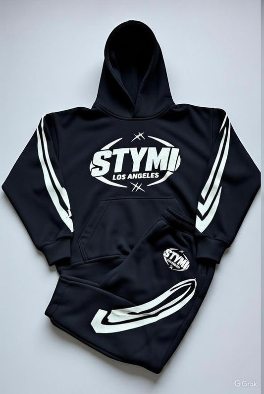 Washed Black Sweatsuit 3/4 Baggy Sweats