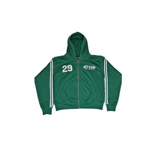 STYMI “Rhinestone” Army Green Zip-Up